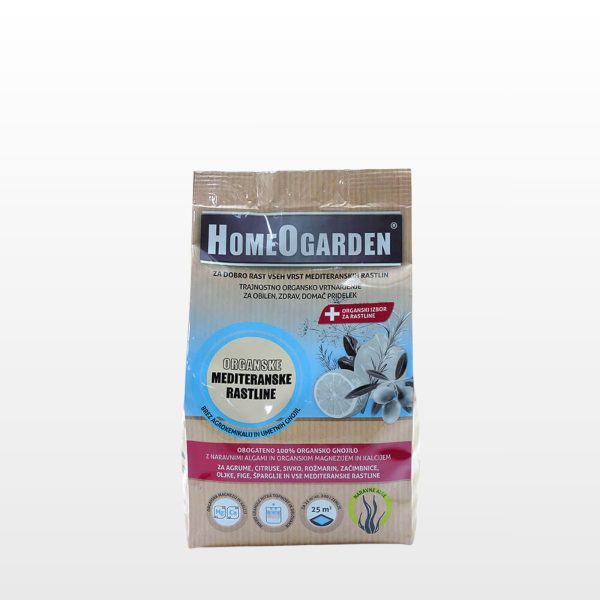 Organsko gnojivo za mediteranske biljke HomeOgarden 1 kg za prihranu agruma, maslina, lavande i ružmarina.